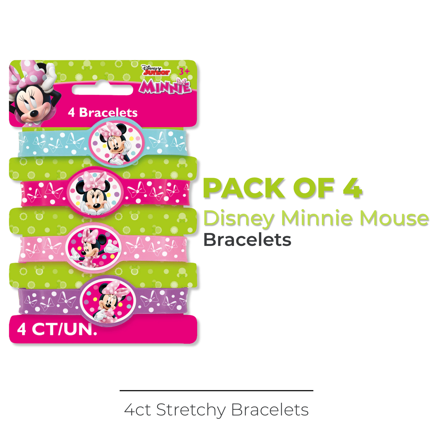 Disney Minnie Mouse Bowtique Stretchy Bracelets, 4ct