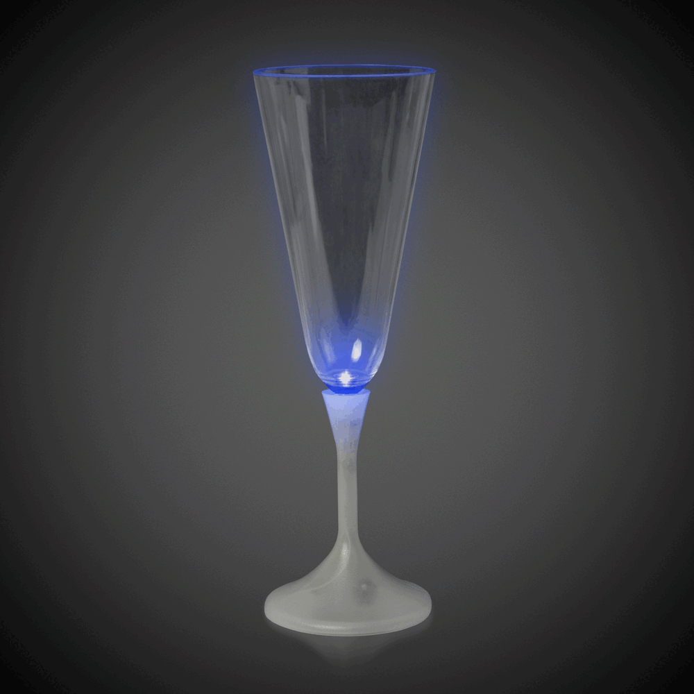 LED 7 oz. Champagne Glass White Stem
