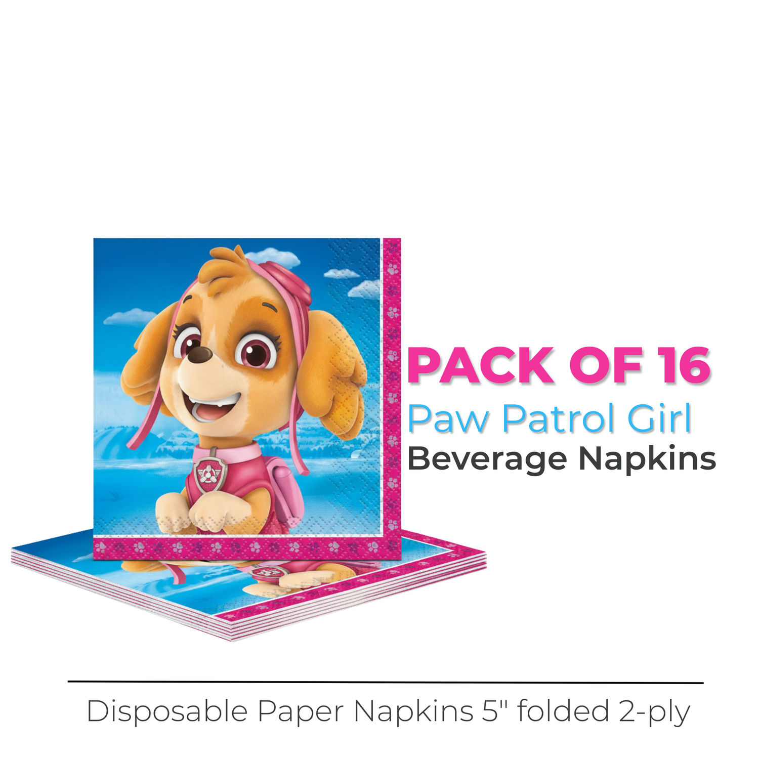 Paw Patrol Girl Beverage Napkins, 16ct