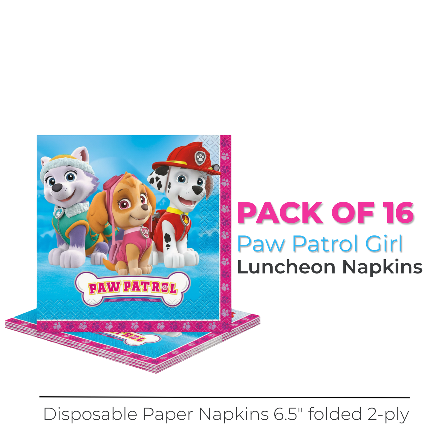 Paw Patrol Girl Luncheon Napkins, 16ct