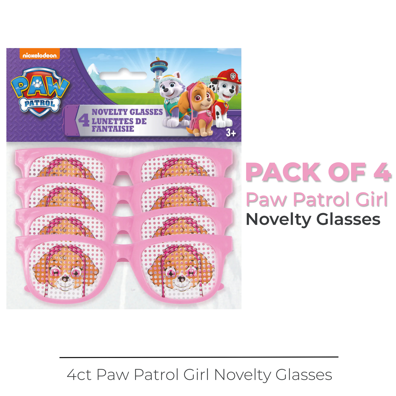 Paw Patrol Girl Pinhole Novelty Glasses, 4ct