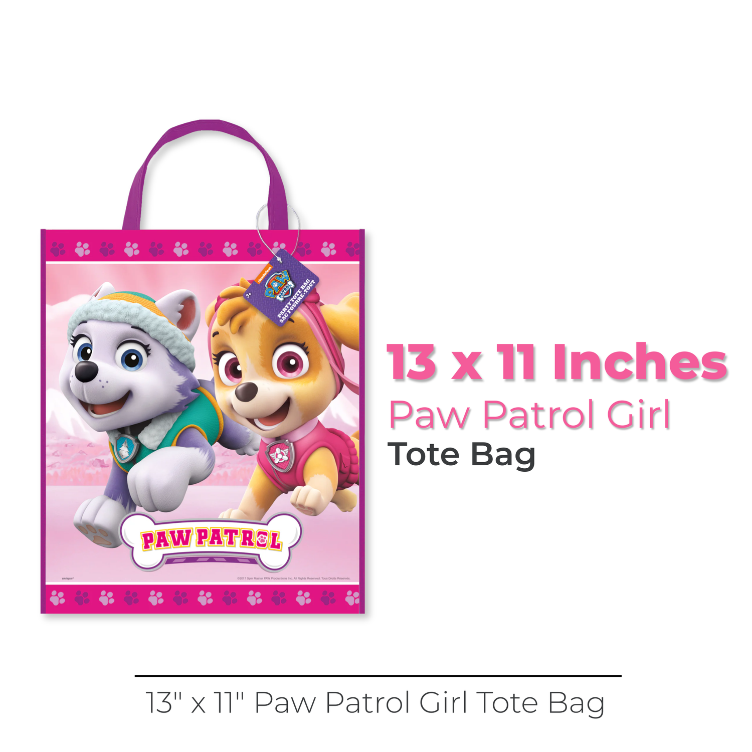 Paw Patrol Girl Tote Bag, 13" x 11"