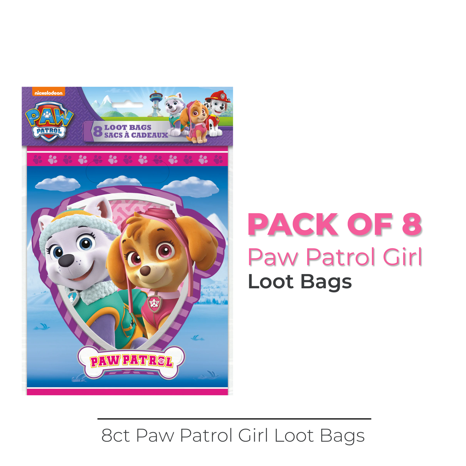 Paw Patrol Girl Loot Bags, 8ct
