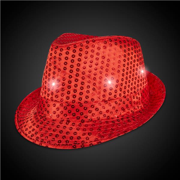 LED Red Sequin Fedora Hat