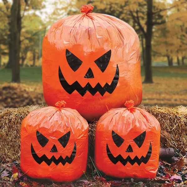 Orange Jack-O-Lantern Lawn Bags