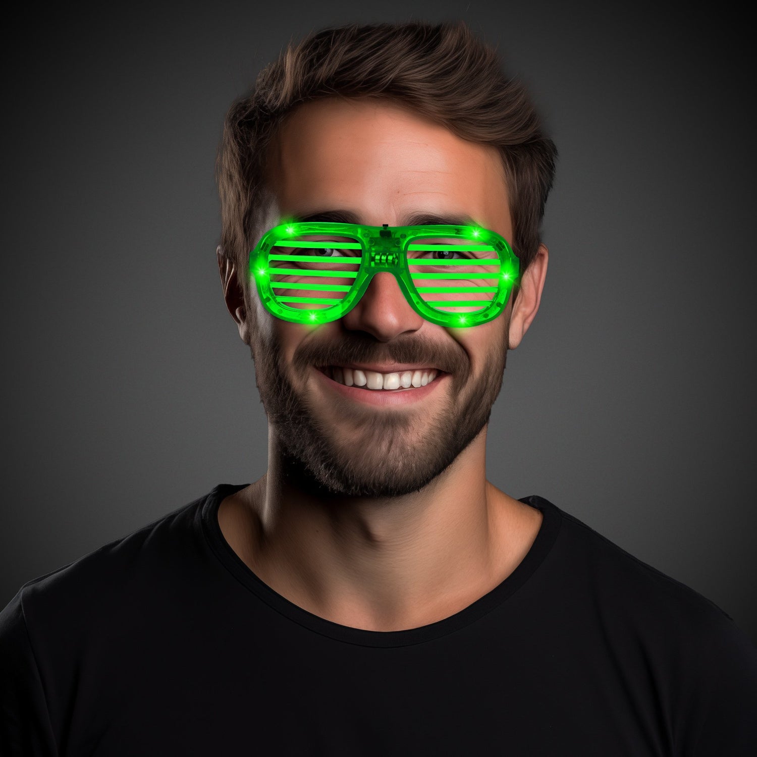 LED Green Slotted Glasses