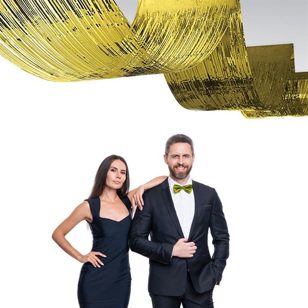 Gold Fringe Ceiling Curtain