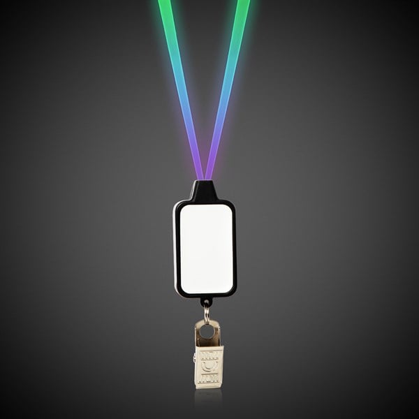 Multi-Color LED Lanyard with Badge Clip