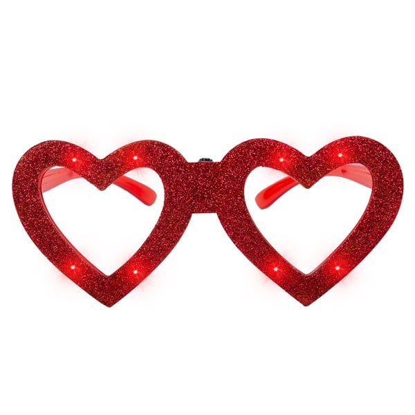 LED Red Heart Glitter Glasses