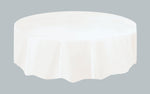 White Solid Round Plastic Table Cover, 84" - Image 5
