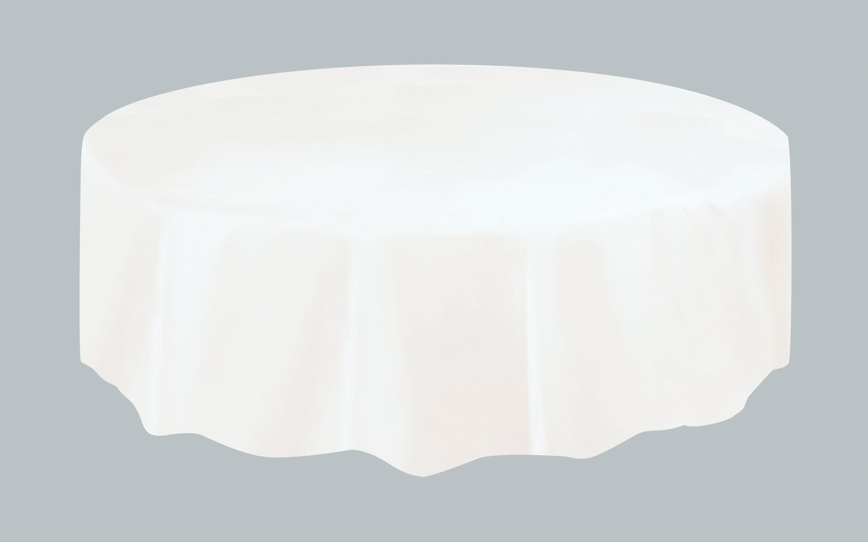 White Solid Round Plastic Table Cover, 84" - Image 5