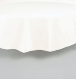White Solid Round Plastic Table Cover, 84"