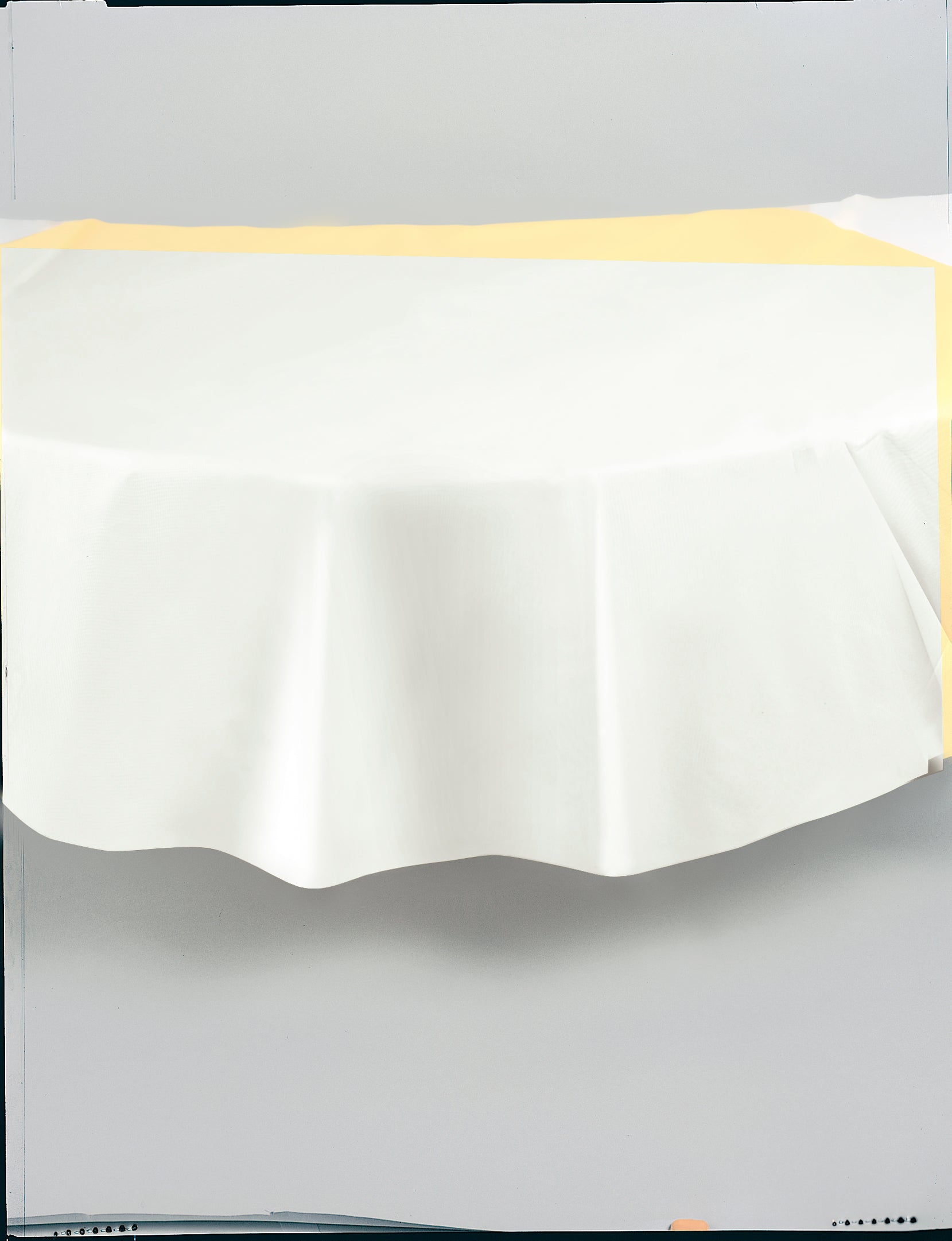 White Solid Round Plastic Table Cover, 84" - Image 4