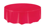 Red Solid Round Plastic Table Cover, 84" - Image 5