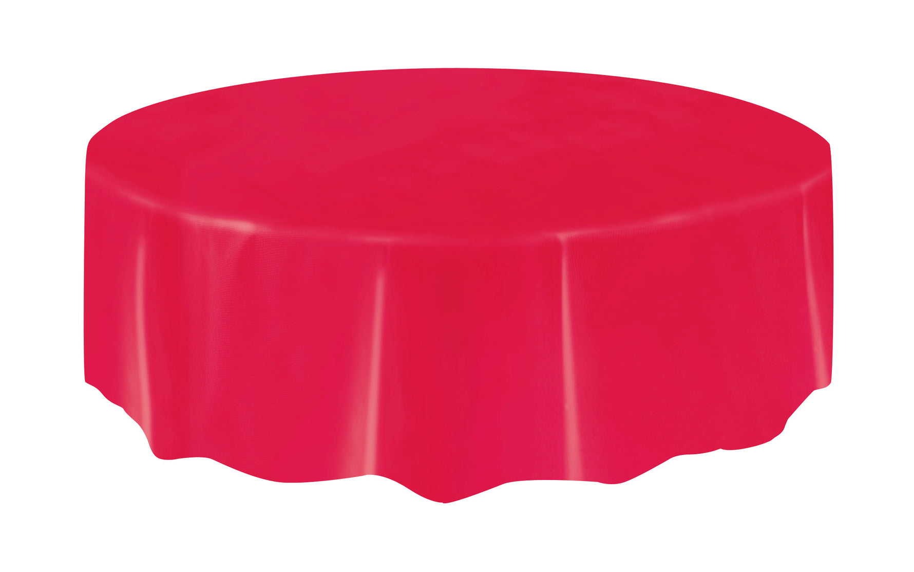 Red Solid Round Plastic Table Cover, 84" - Image 5