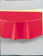 Red Solid Round Plastic Table Cover, 84" - Image 6