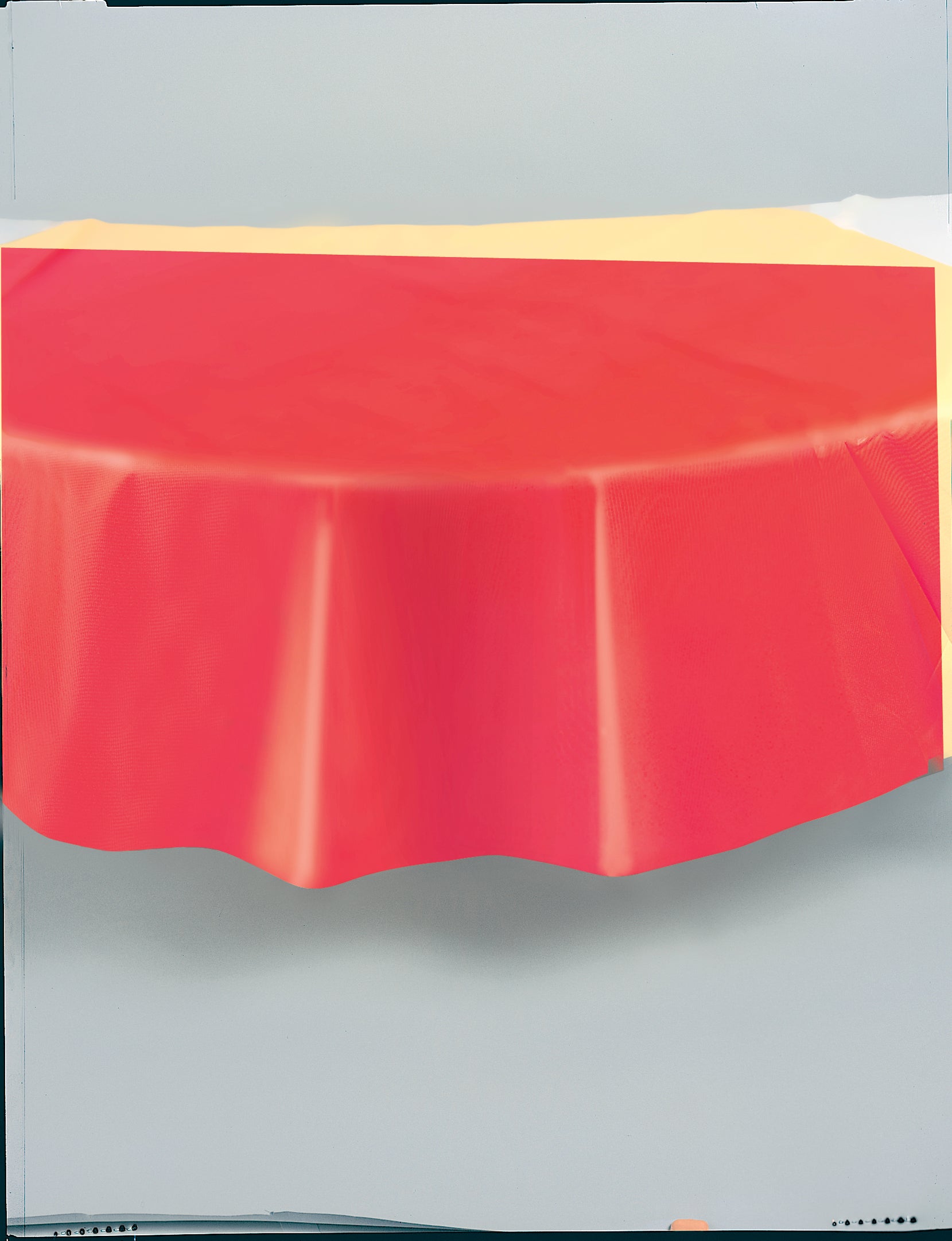 Red Solid Round Plastic Table Cover, 84" - Image 7
