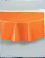 Orange Solid Round Plastic Table Cover, 84" - Image 5