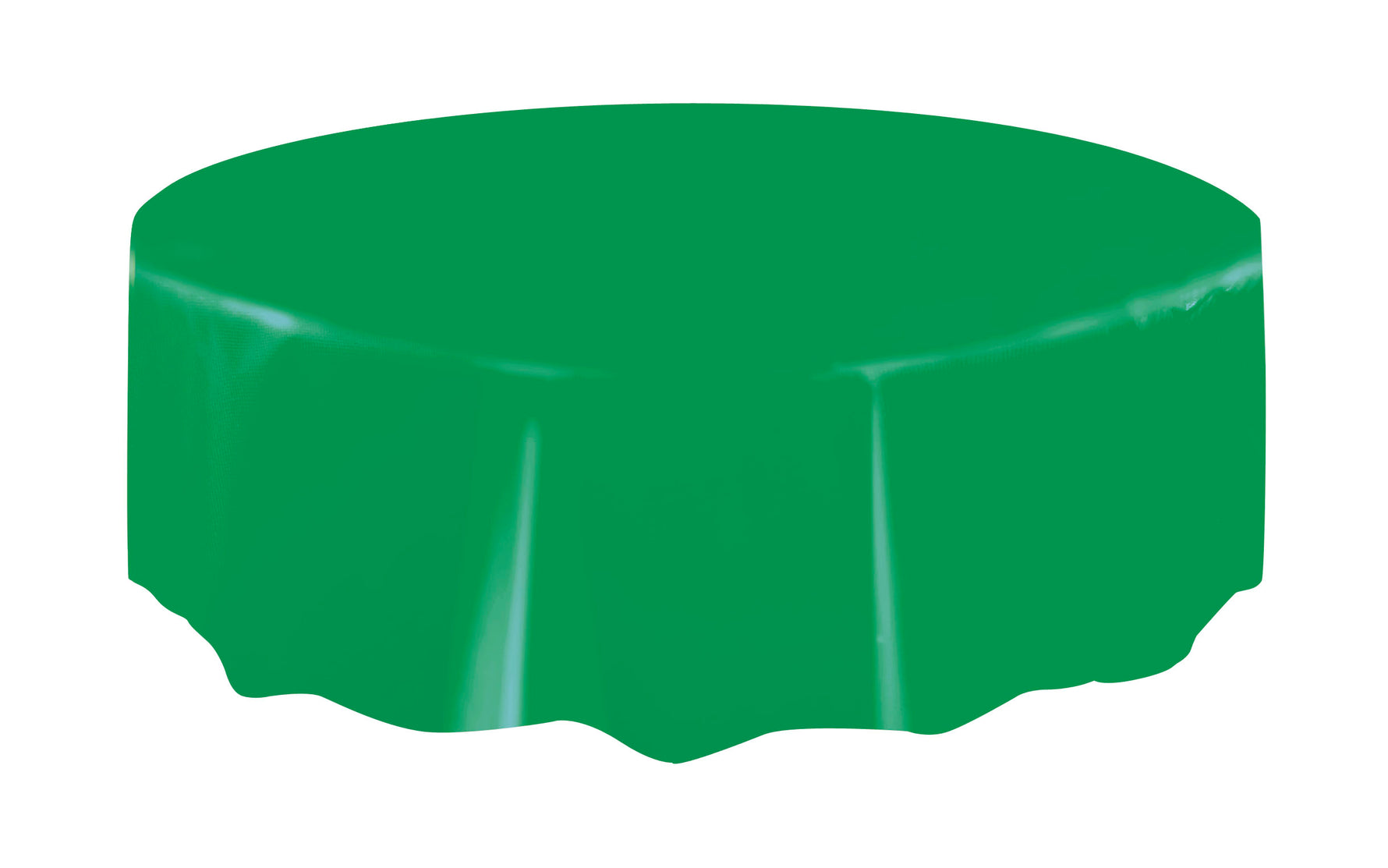 Emerald Green Solid Round Plastic Table Cover, 84" - Image 3