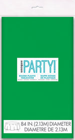 Emerald Green Solid Round Plastic Table Cover, 84" - Image 2