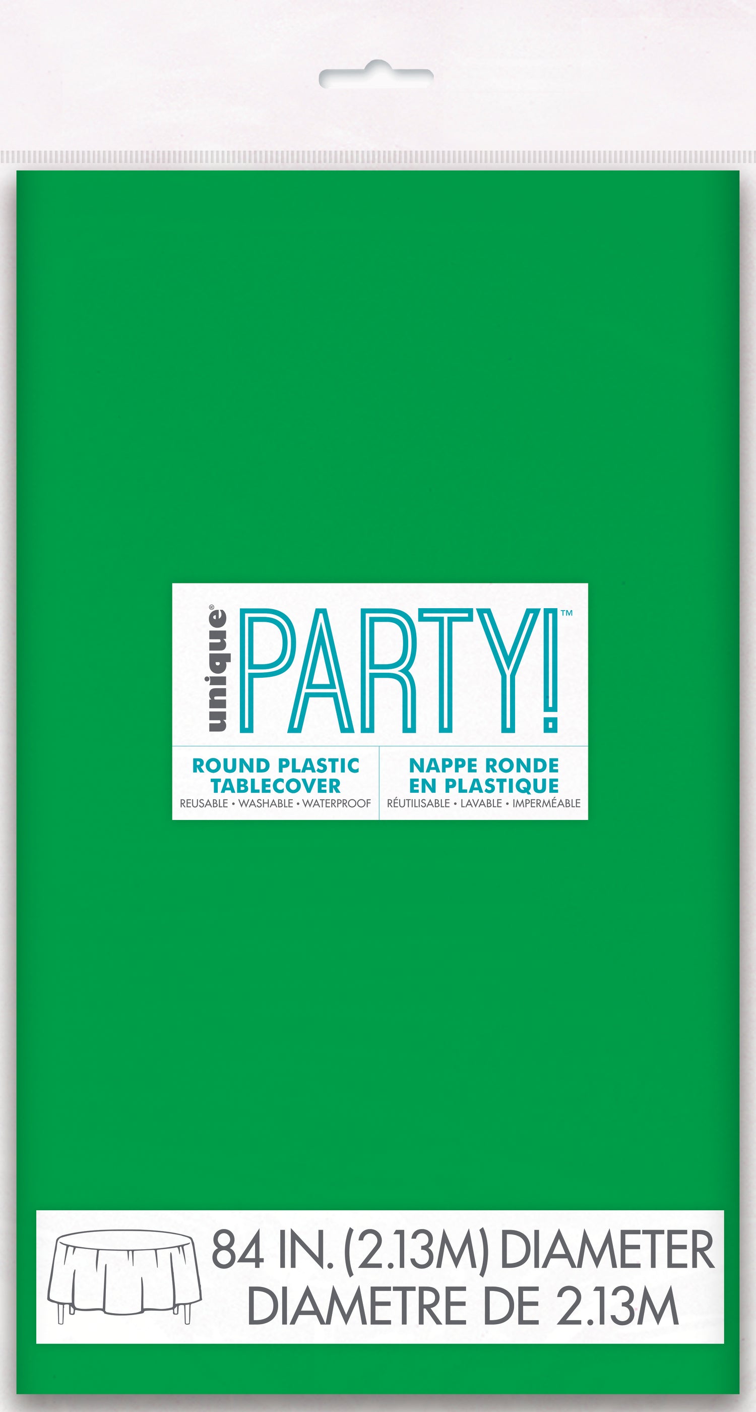 Emerald Green Solid Round Plastic Table Cover, 84" - Image 2