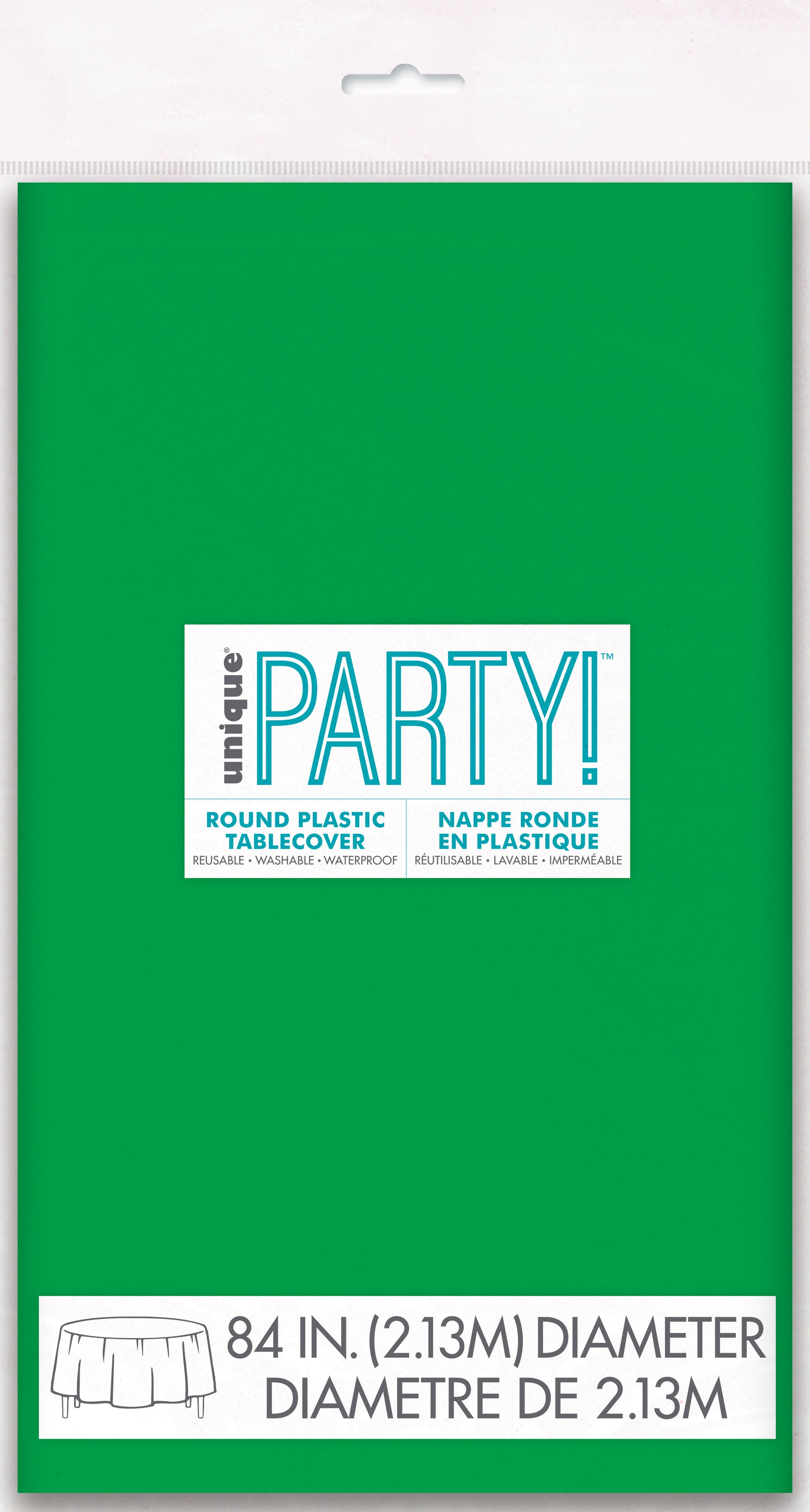 Emerald Green Solid Round Plastic Table Cover, 84" - Image 2