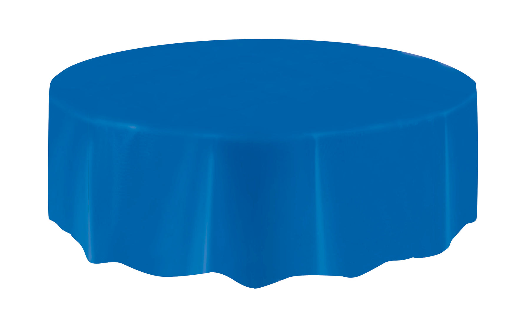 Royal Blue Solid Round Plastic Table Cover, 84" - Image 4