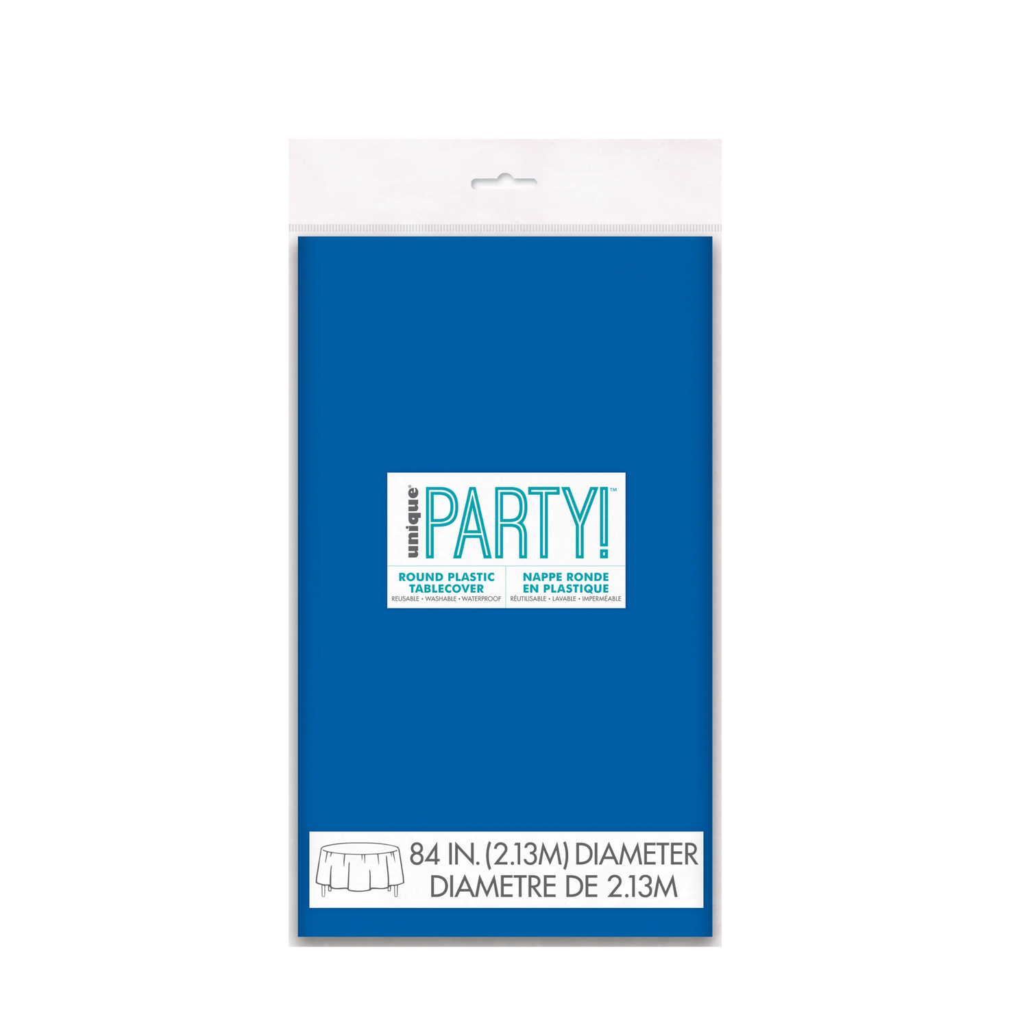Royal Blue Solid Round Plastic Table Cover, 84"
