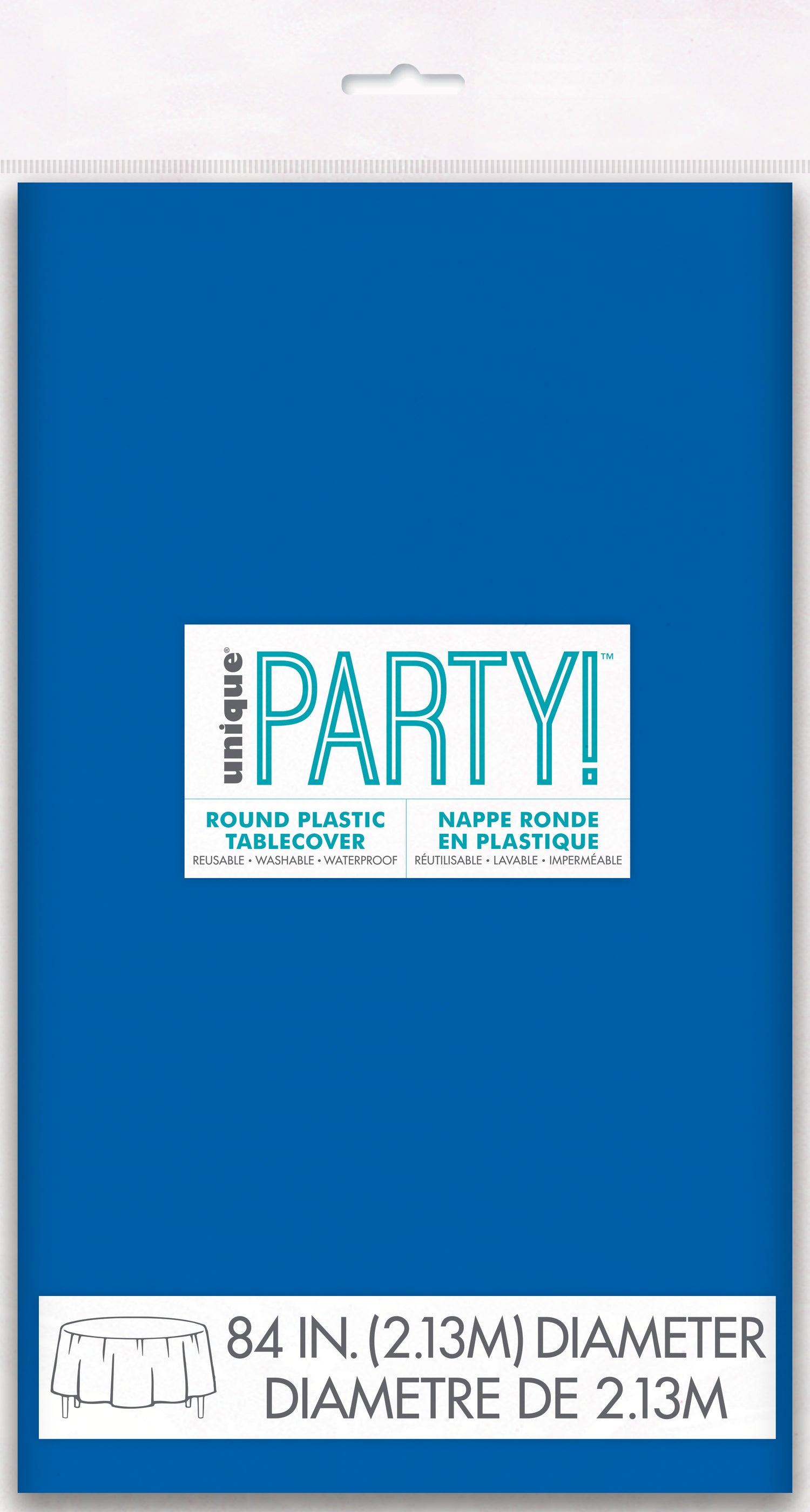 Royal Blue Solid Round Plastic Table Cover, 84" - Image 2