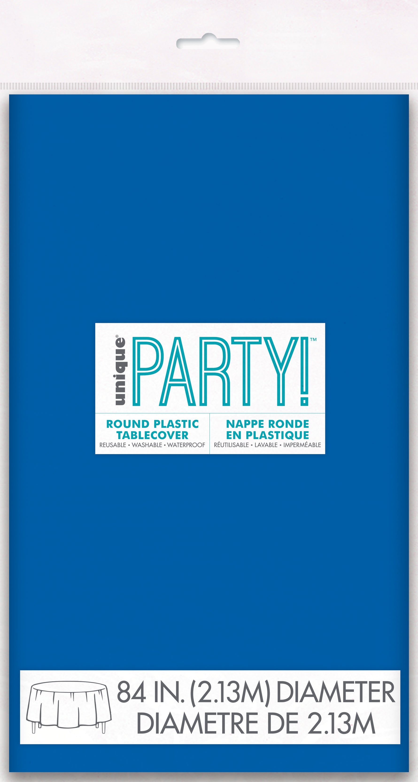 Royal Blue Solid Round Plastic Table Cover, 84" - Image 2