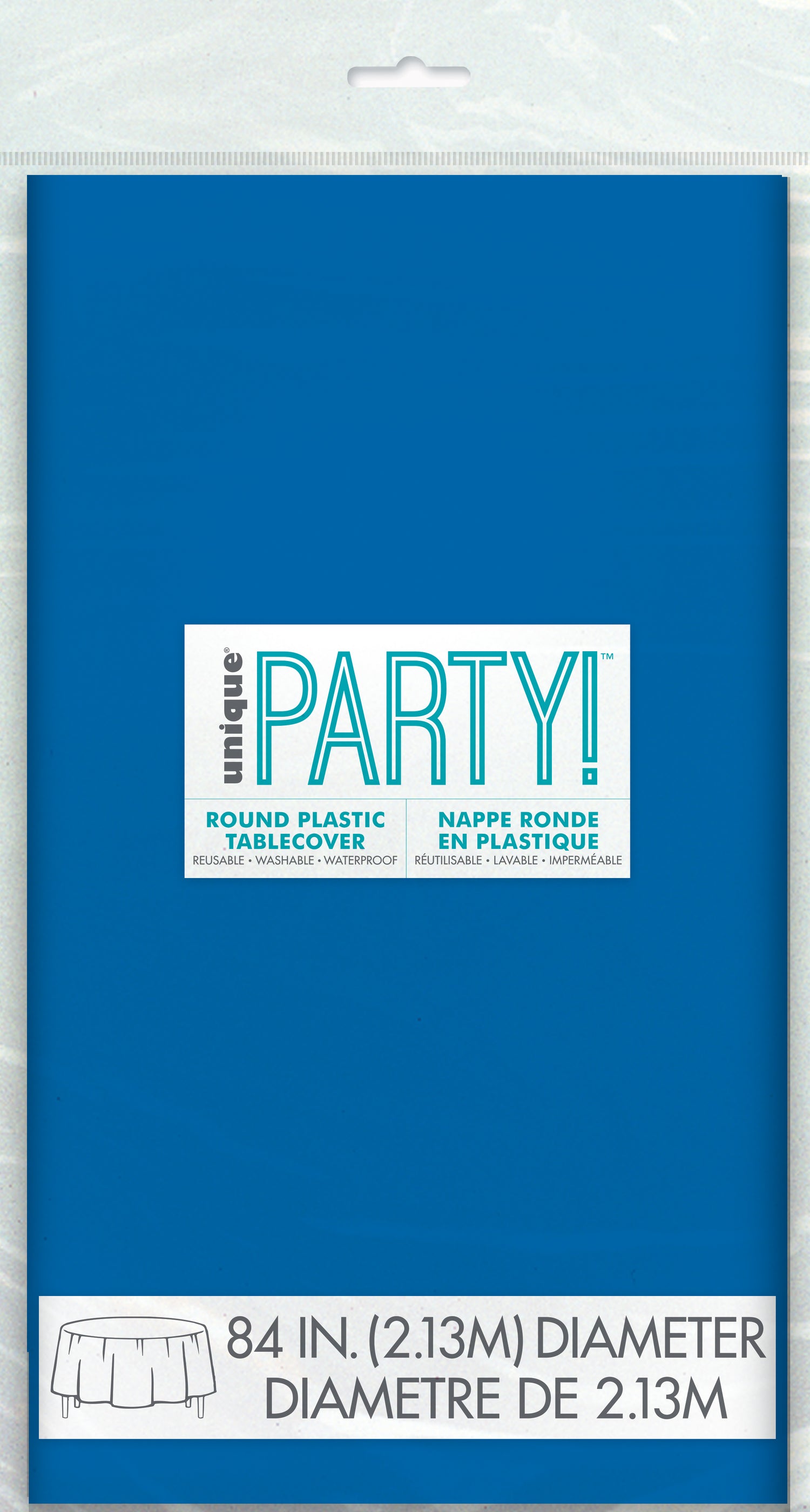 Royal Blue Solid Round Plastic Table Cover, 84" - Image 3