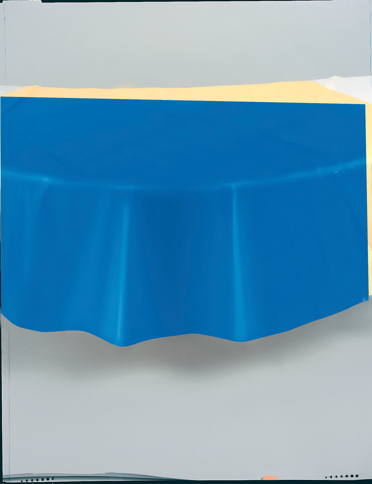 Royal Blue Solid Round Plastic Table Cover, 84" - Image 5