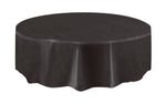 Midnight Black Solid Round Plastic Table Cover, 84" - Image 5