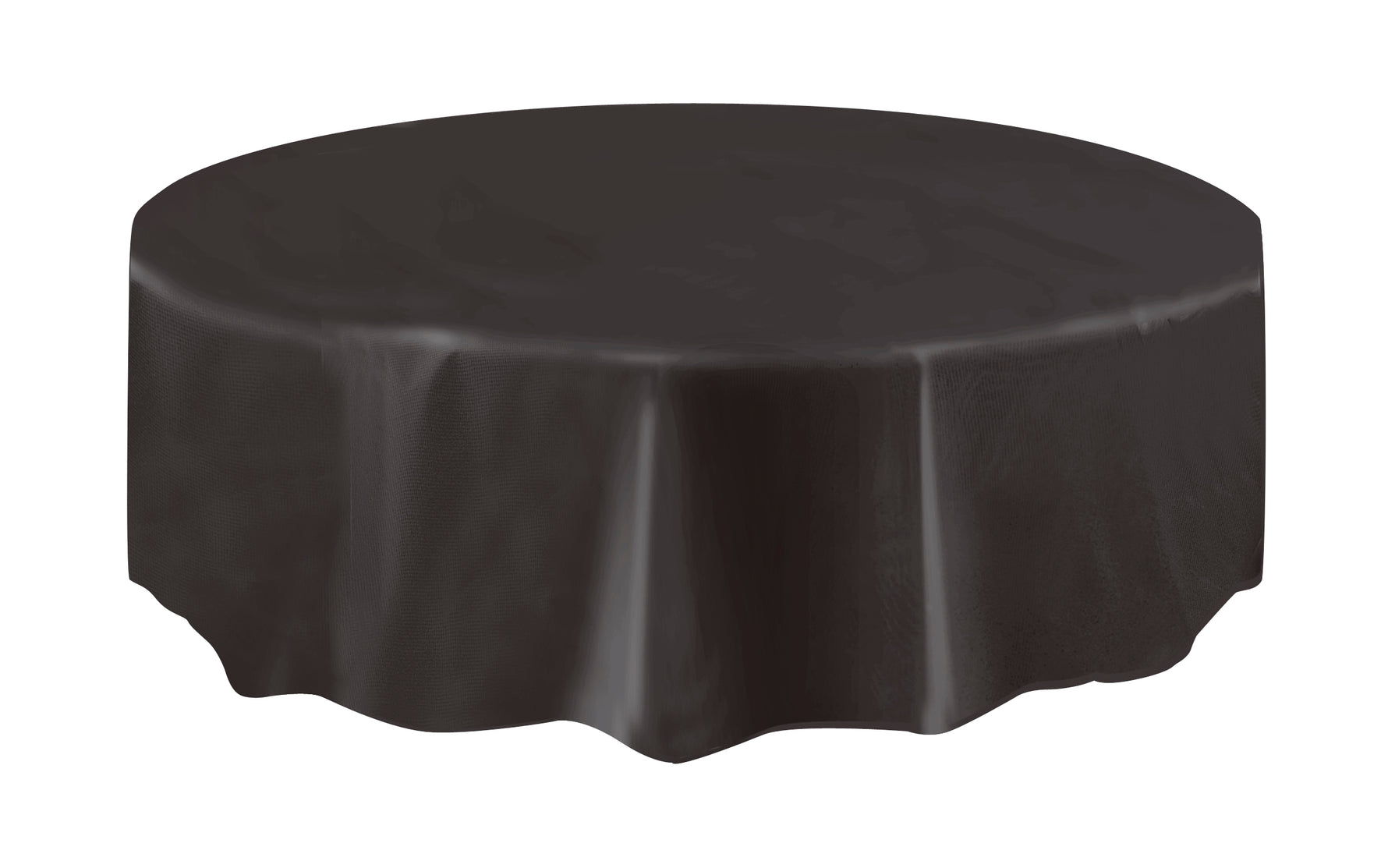 Midnight Black Solid Round Plastic Table Cover, 84" - Image 5
