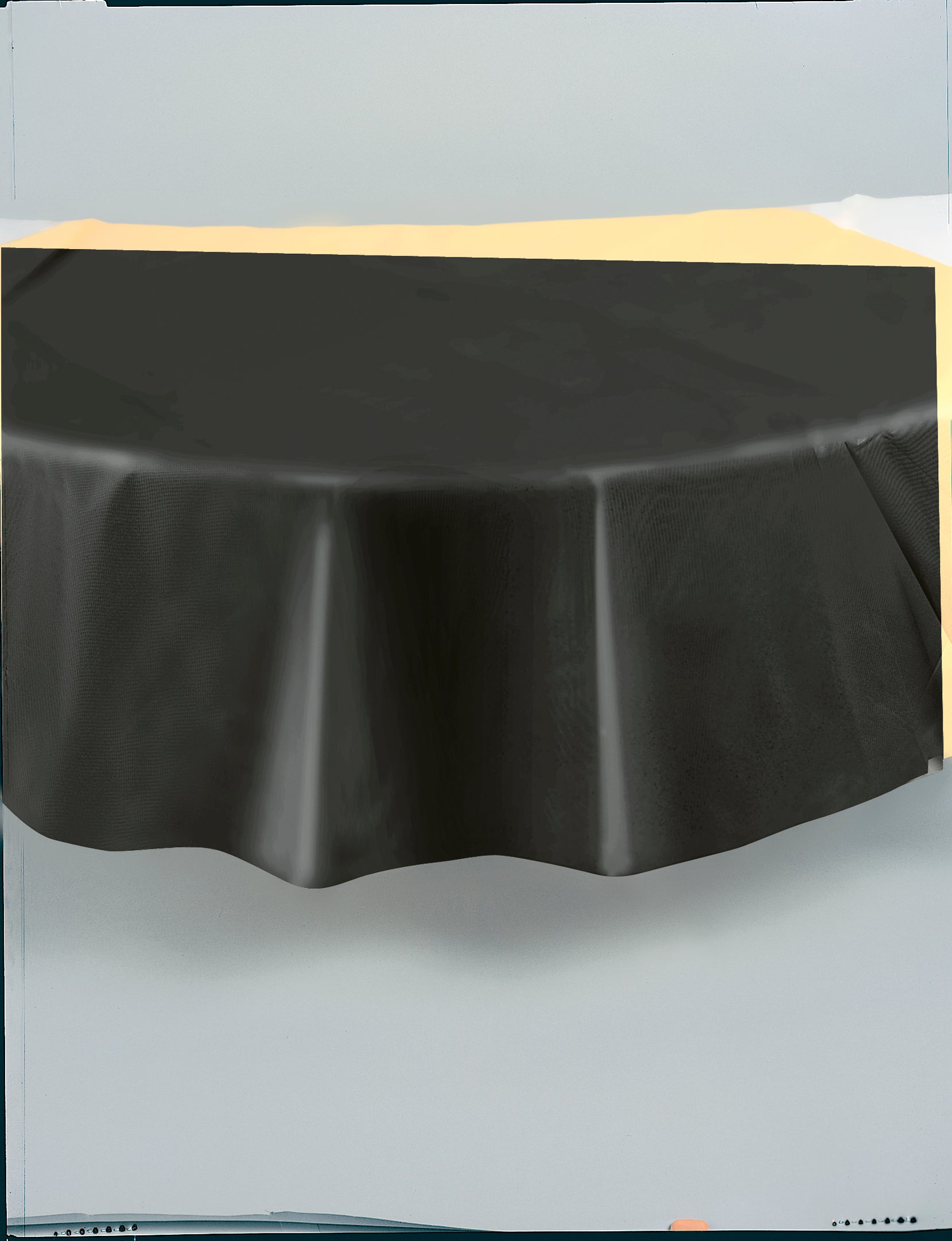 Midnight Black Solid Round Plastic Table Cover, 84" - Image 4