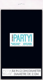 Midnight Black Solid Round Plastic Table Cover, 84" - Image 3