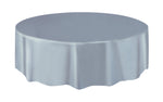 Silver Solid Round Plastic Table Cover, 84" - Image 5