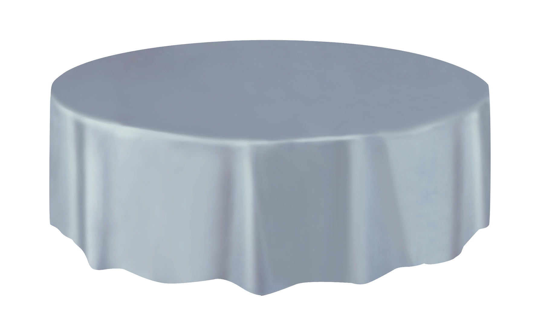 Silver Solid Round Plastic Table Cover, 84" - Image 5