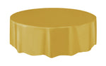 Gold Solid Round Plastic Table Cover, 84" - Image 4