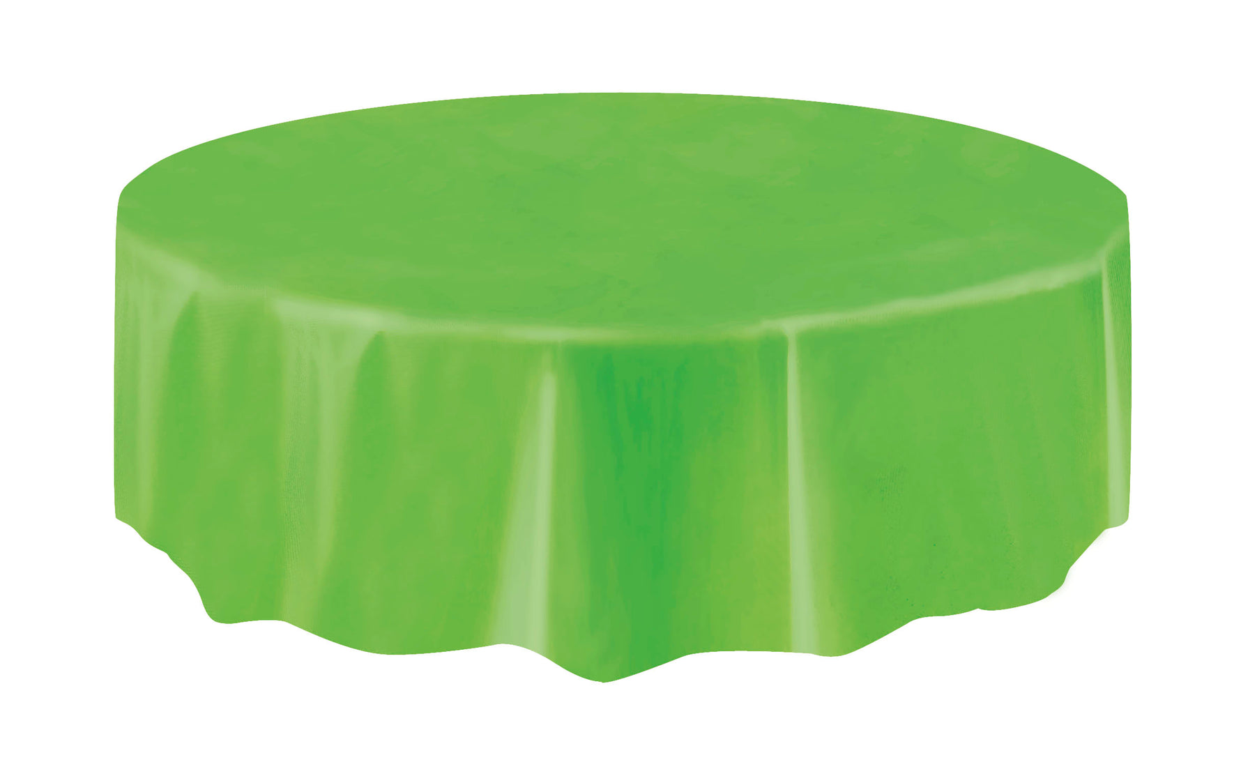 Lime Green Solid Round Plastic Table Cover, 84" - Image 3