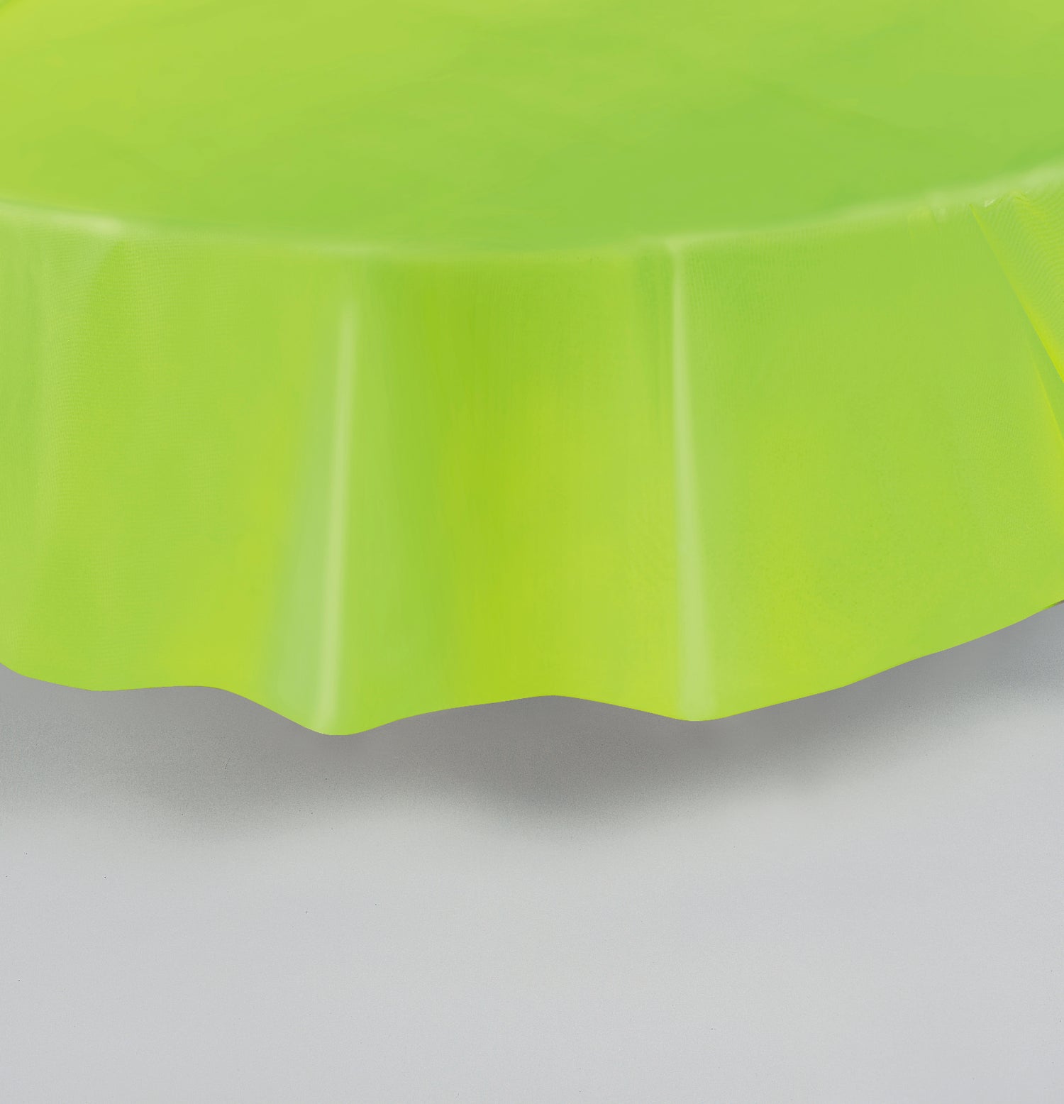 Lime Green Solid Round Plastic Table Cover, 84"