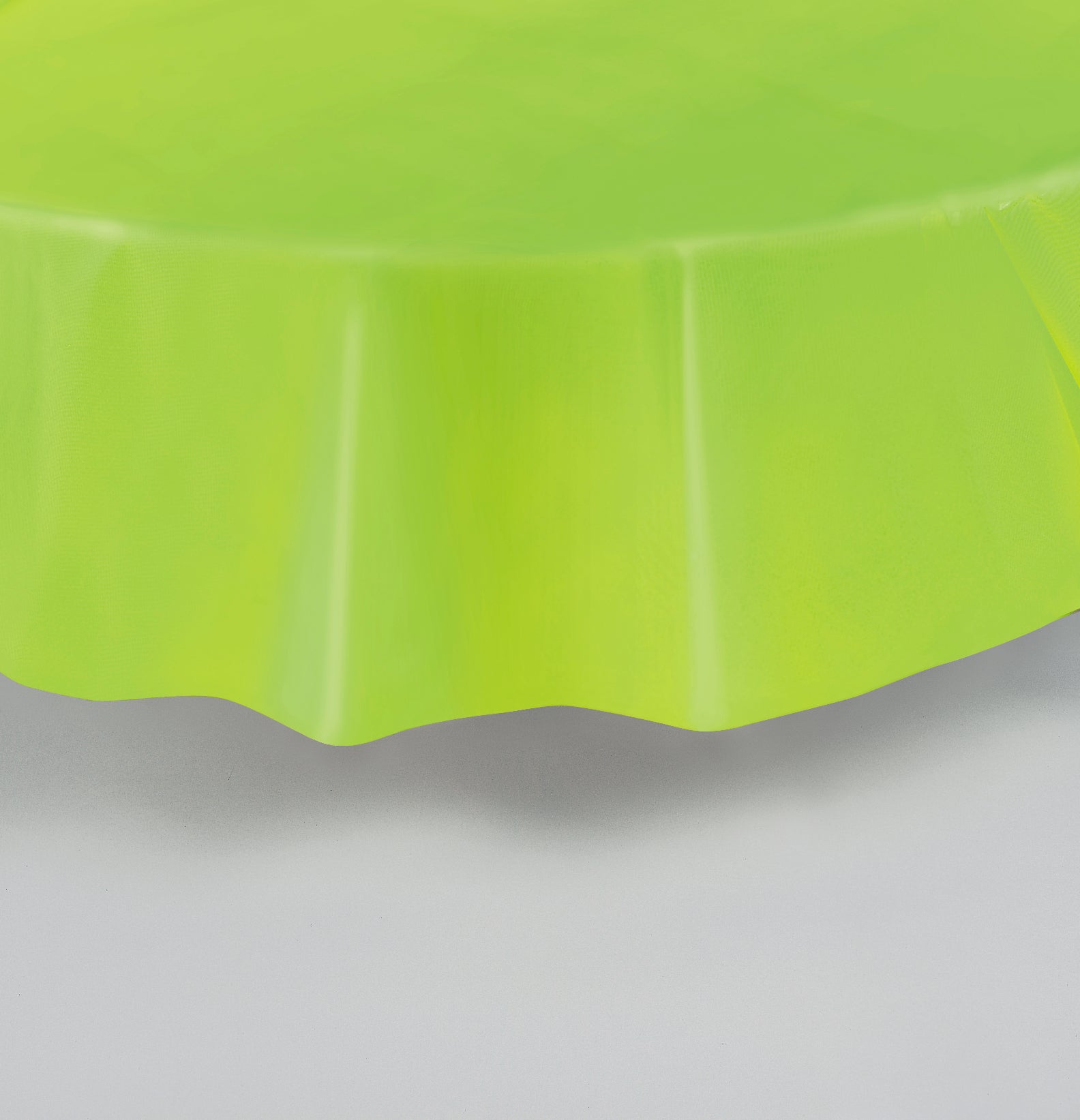 Lime Green Solid Round Plastic Table Cover, 84"