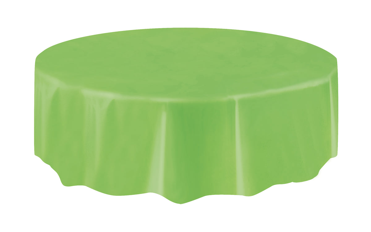Lime Green Solid Round Plastic Table Cover, 84" - Image 5