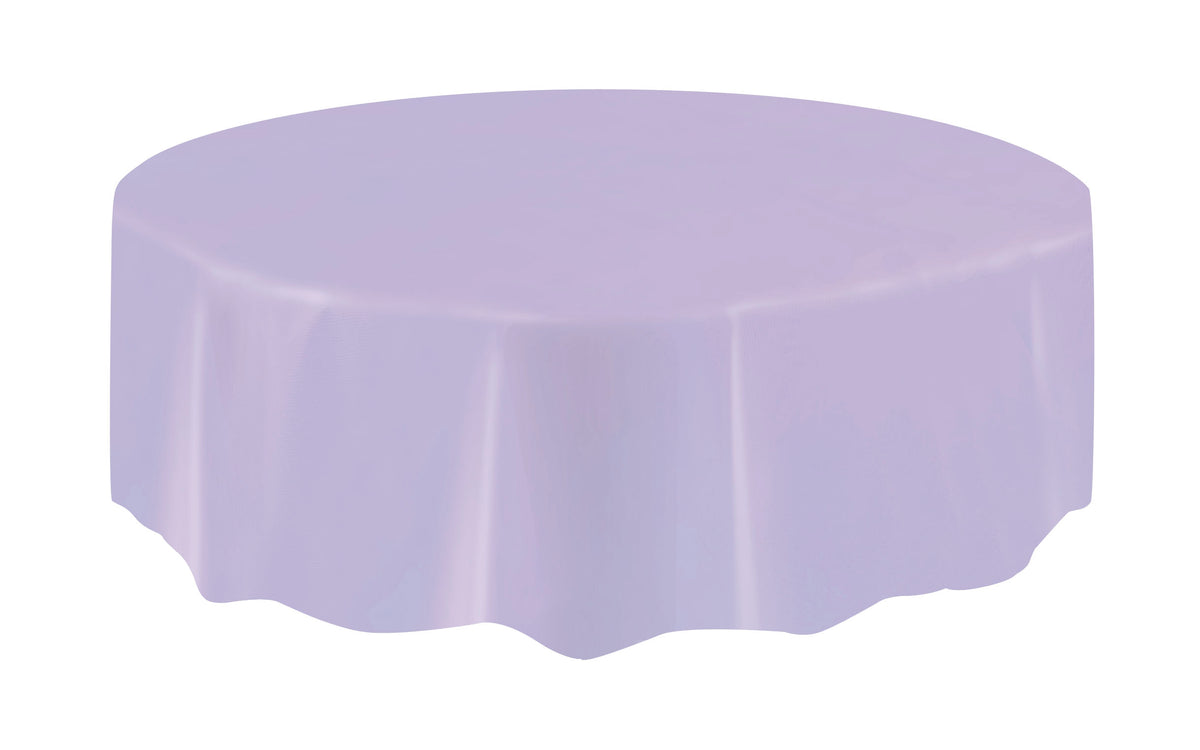 Lavender Solid Round Plastic Table Cover, 84" - Image 5