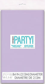 Lavender Solid Round Plastic Table Cover, 84" - Image 2