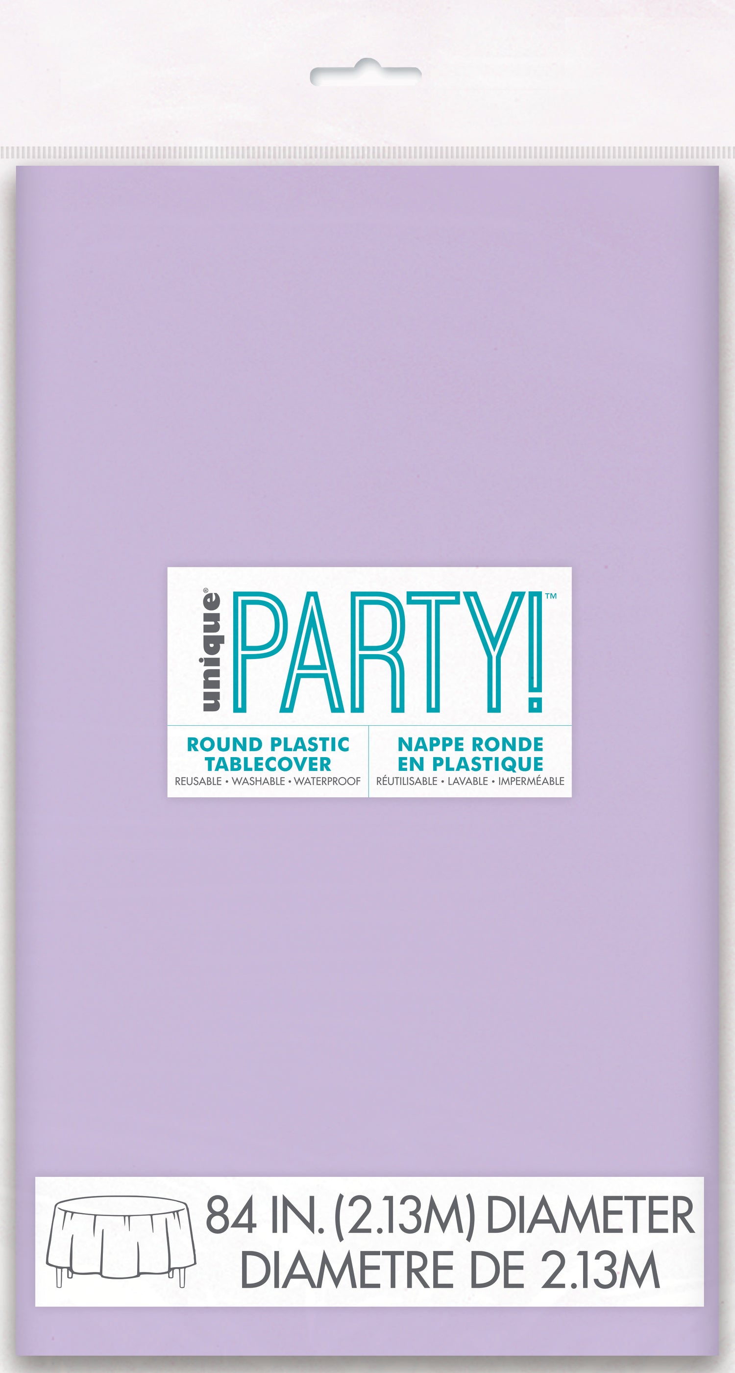 Lavender Solid Round Plastic Table Cover, 84" - Image 2