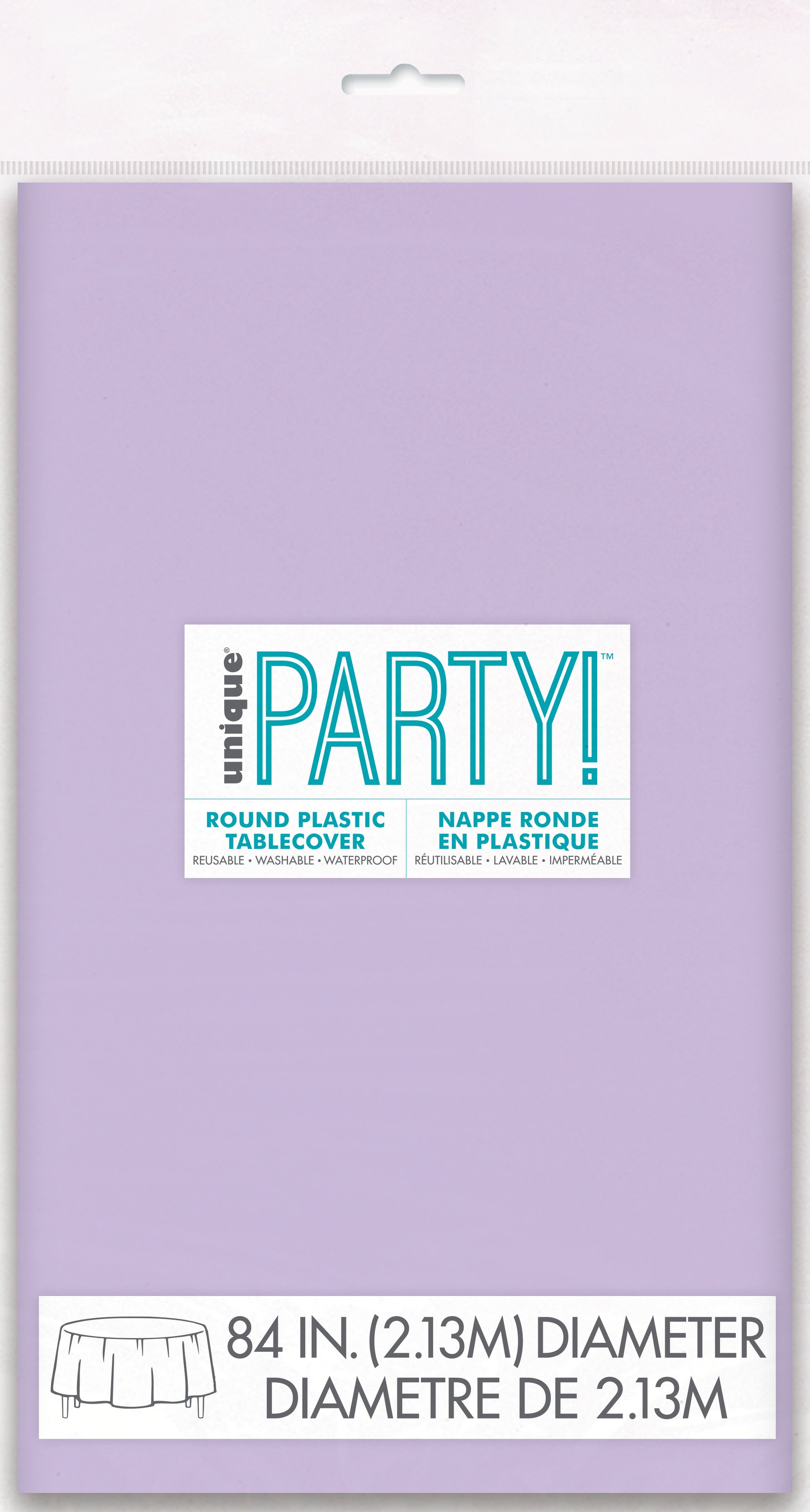 Lavender Solid Round Plastic Table Cover, 84" - Image 2