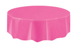 Hot Pink Solid Round Plastic Table Cover, 84" - Image 5