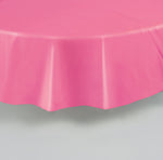 Hot Pink Solid Round Plastic Table Cover, 84"