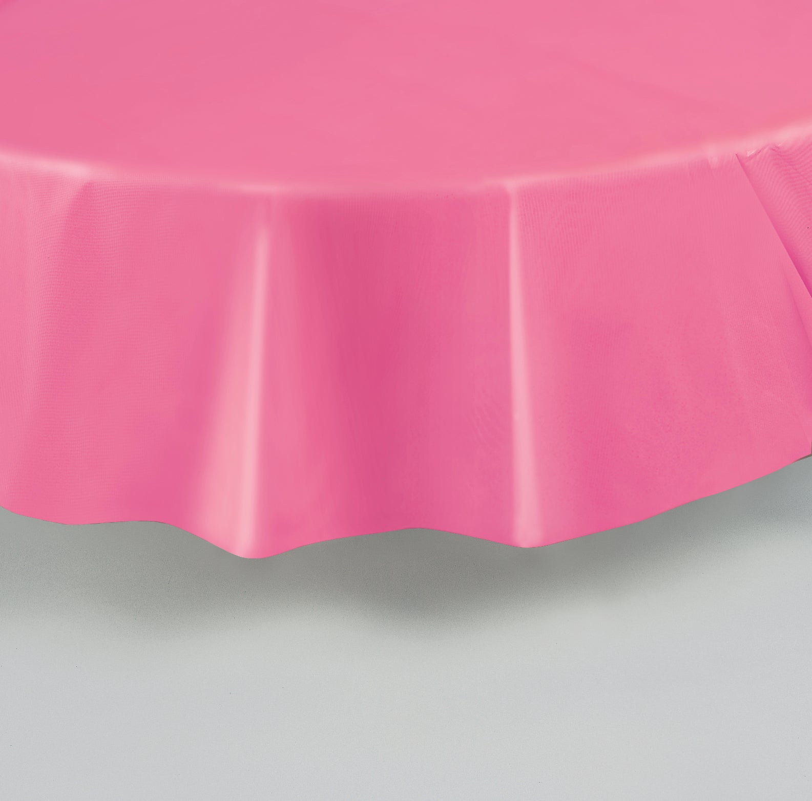 Hot Pink Solid Round Plastic Table Cover, 84"